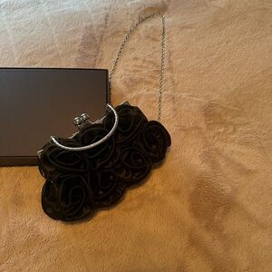 Chic Black Rose Evening Clutch